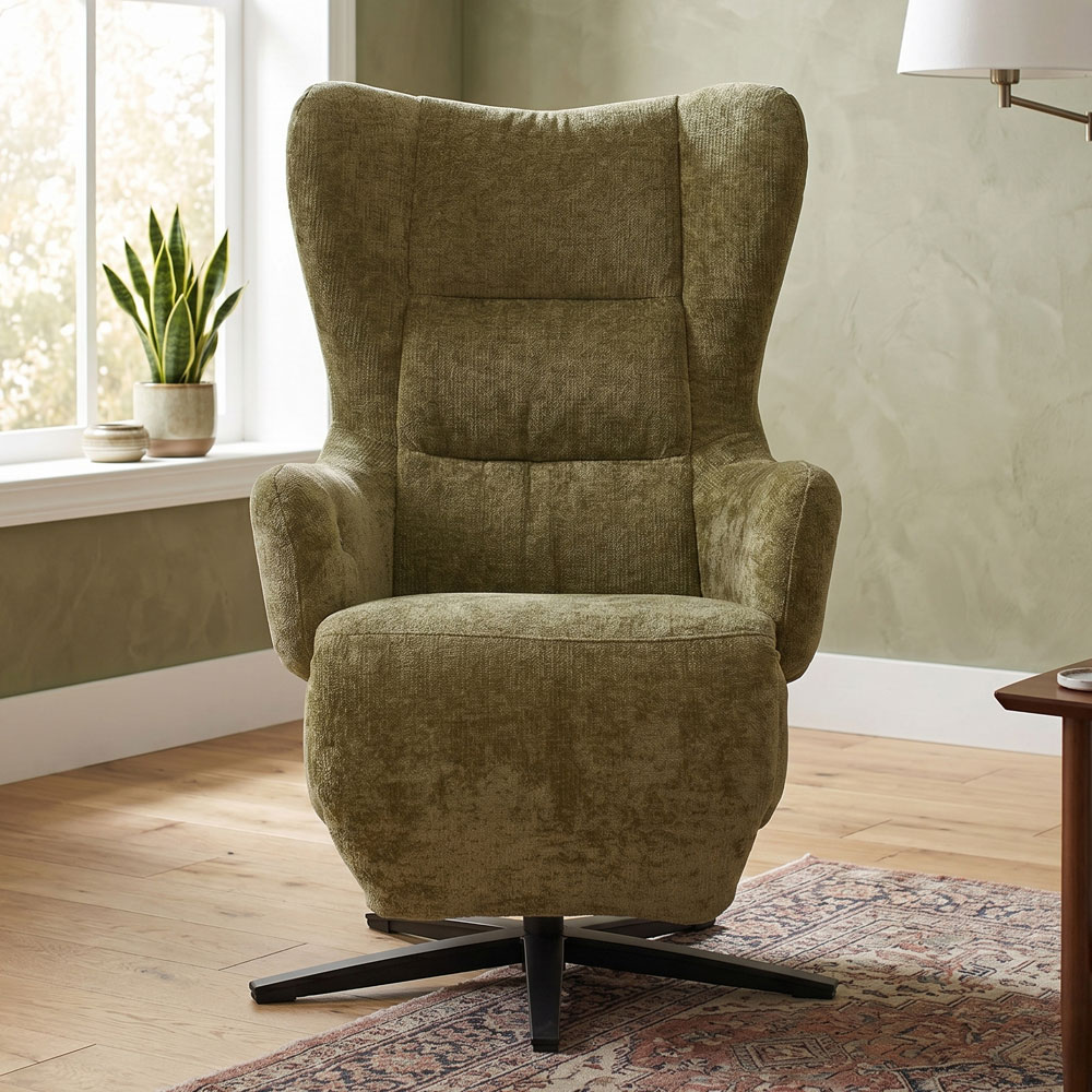 Montford Fabric Electric Recliner Lounge Chair in Olive
