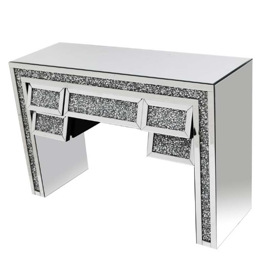 Montrez Mirrored Console Table Angled With 5 Drawers Furniture