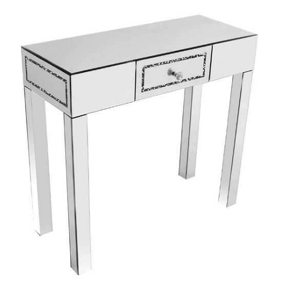 Montrez Mirrored Crushed Diamond Console Table With 1 Drawer