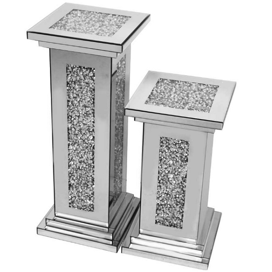 Montrez Mirrored Tall Pillar Side Table