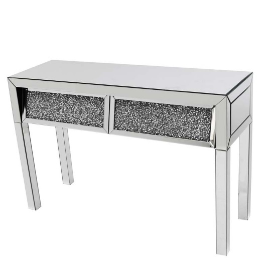 Montrez Mirrored Console Table Angled With 2 Drawers Furniture