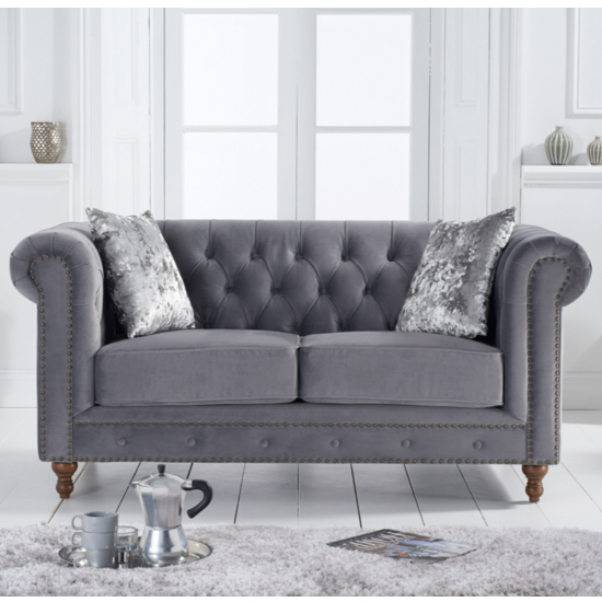 Mentor Chesterfield Linen Fabric 2 Seater Sofa In Grey | Furniture in ...