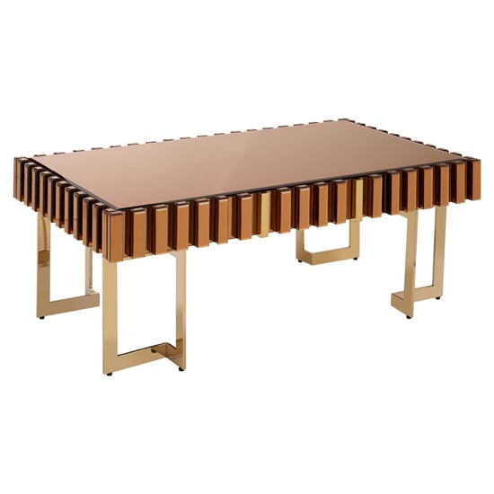 Product photograph of Montuno Mirrored Coffee Table With Gold Stainless Steel Frame from Furniture in Fashion