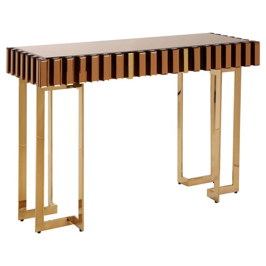 Montuno Mirrored Console Table With Gold Stainless Steel Frame