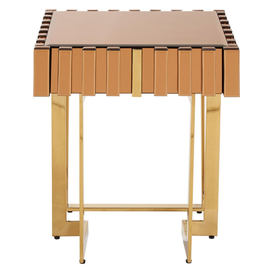 Montuno Mirrored Side Table With Gold Stainless Steel Frame
