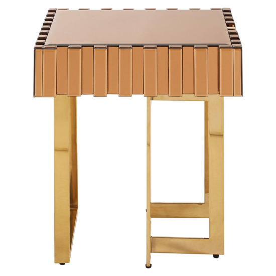 Montuno Mirrored Side Table With Gold Stainless Steel Frame_4