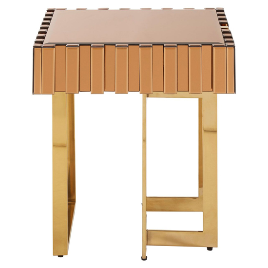 Montuno Mirrored Side Table With Gold Stainless Steel Frame
