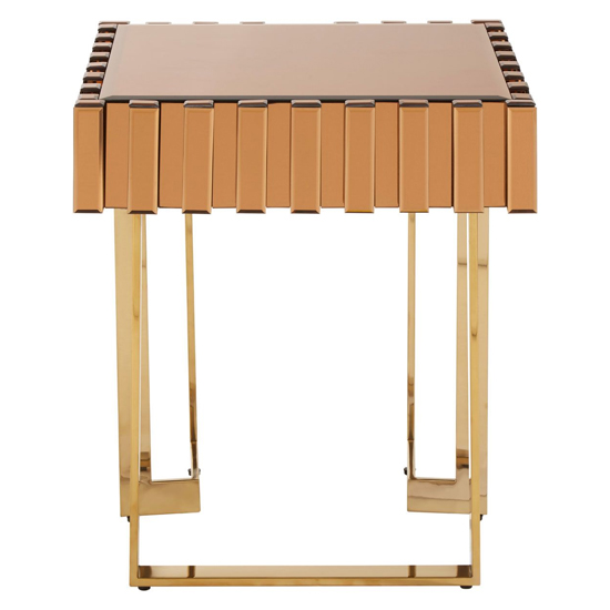 Montuno Mirrored Side Table With Gold Stainless Steel Frame