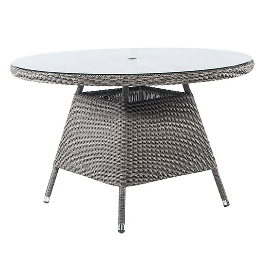 Monx Outdoor 1200mm Glass Top Dining Table In Mid Grey