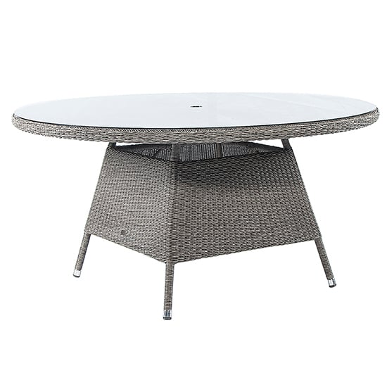 Monx Outdoor 1500mm Glass Top Dining Table In Mid Grey