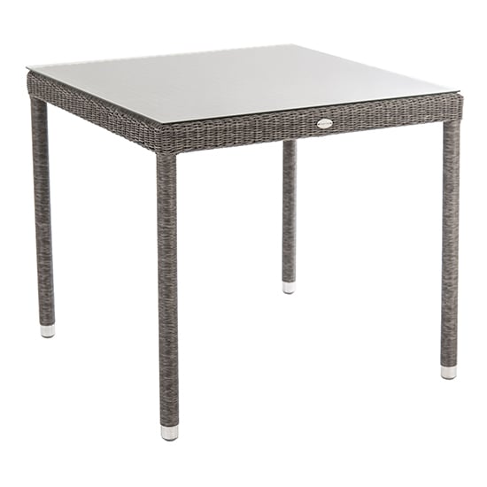 Read more about Monx outdoor 800mm glass top dining table in mid grey