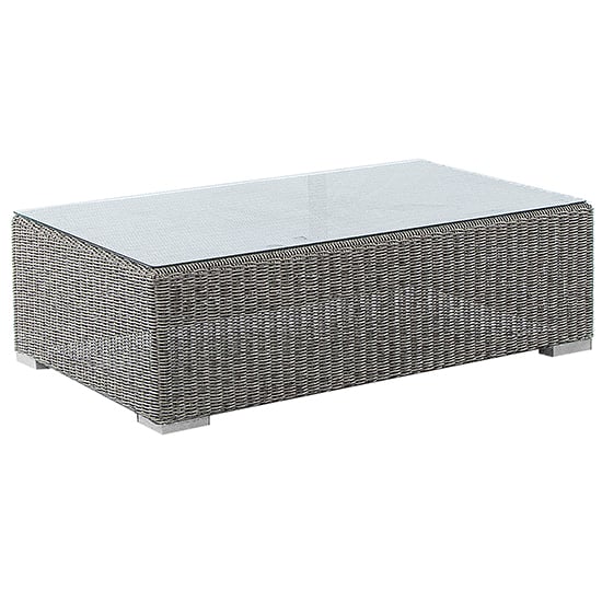 Photo of Monx outdoor glass top coffee table in mid grey