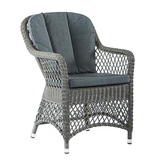 Monx Outdoor Open Weave Dining Armchair In Charcoal Grey