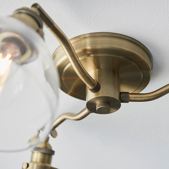 Monza 3 Lights Semi-Flush Ceiling Light In Antique Brass