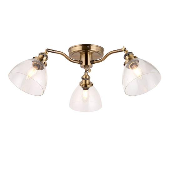Monza 3 Lights Semi-Flush Ceiling Light In Antique Brass