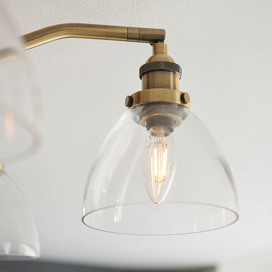 Monza 5 Lights Semi-Flush Ceiling Light In Antique Brass