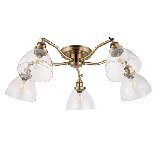 Monza 5 Lights Semi-Flush Ceiling Light In Antique Brass