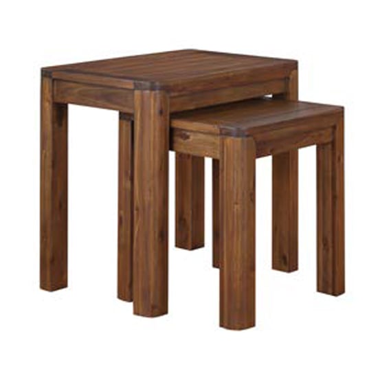Monza Acacia Wood Nest Of 2 Tables In Walnut