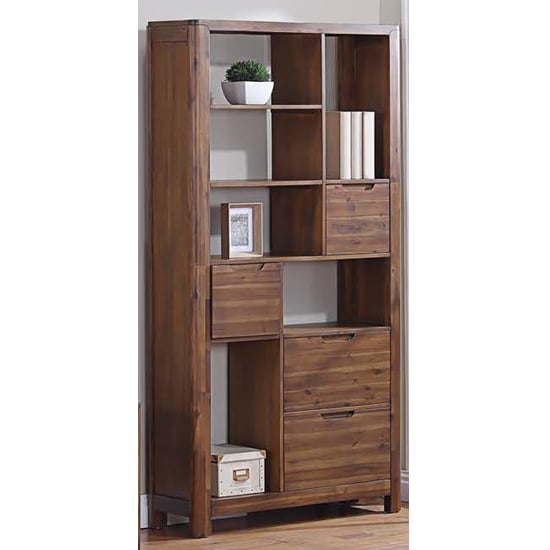 Read more about Monza acacia wood tall bookcase in walnut