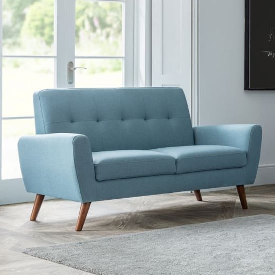 Read more about Macia linen compact retro 2 seater sofa in blue