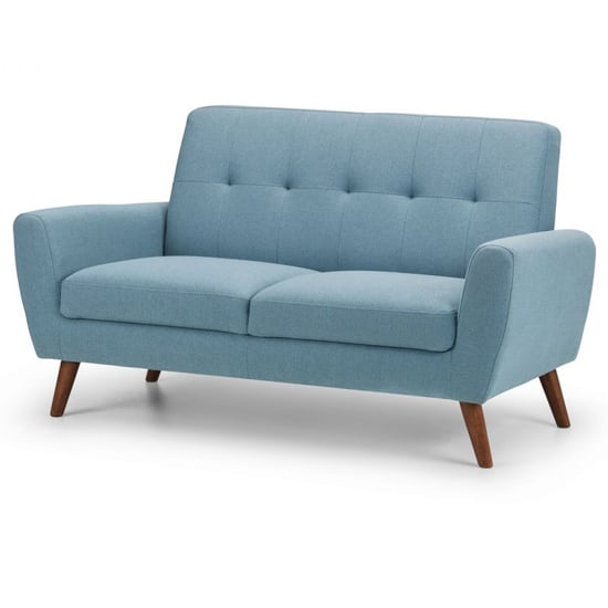 Macia Linen Compact Retro 2 Seater Sofa In Blue_3