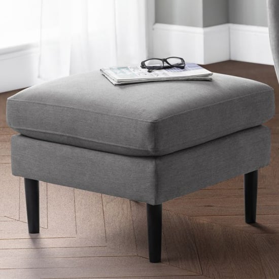 Macia Linen Upholstered Ottoman In Grey