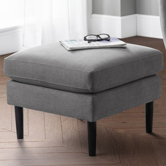 Macia Linen Upholstered Ottoman In Grey Furniture in Fashion
