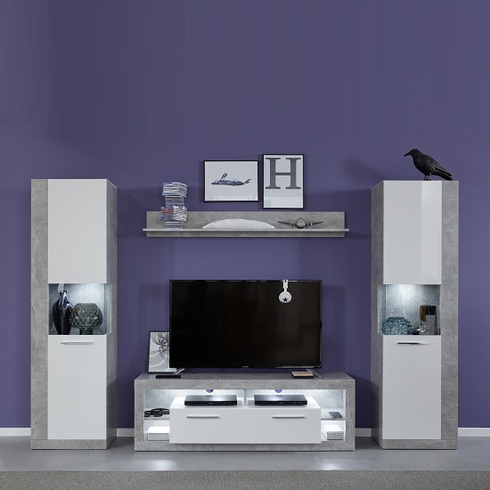 Monza Living Room Set 1 In Grey Gloss White Fronts With LED_2