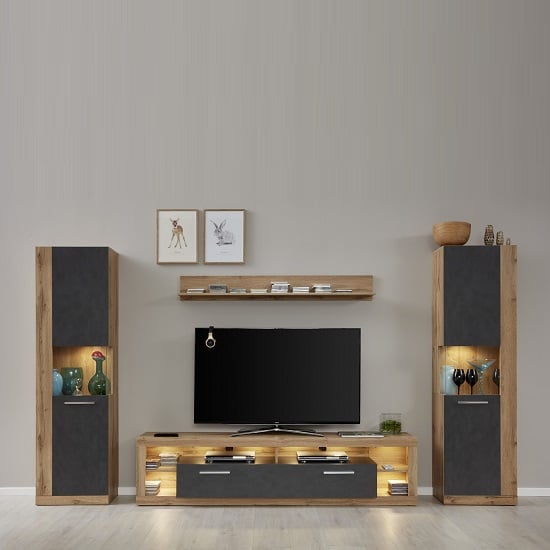 Read more about Monza living room set 2 in wotan oak and matera with led