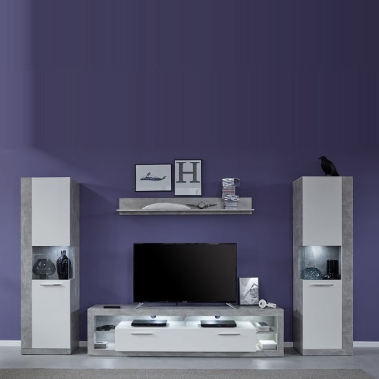 Read more about Monza living room set 2 in grey gloss white fronts with led