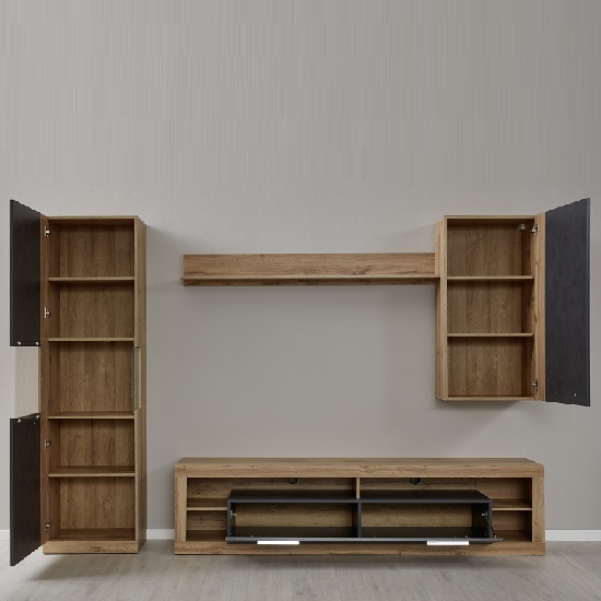 Monza Living Room Set 5 In Wotan Oak And Matera With LED_3