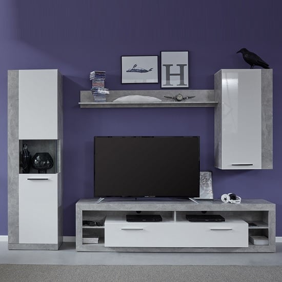 Monza Living Room Set 5 In Grey Gloss White Fronts With LED_2