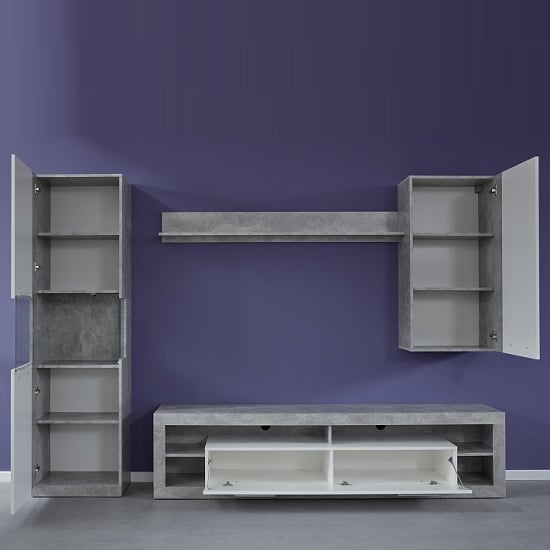 Monza Living Room Set 5 In Grey Gloss White Fronts With LED_3
