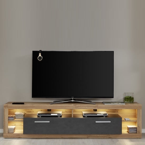 Photo of Monza lowboard tv stand in wotan oak and matera with led