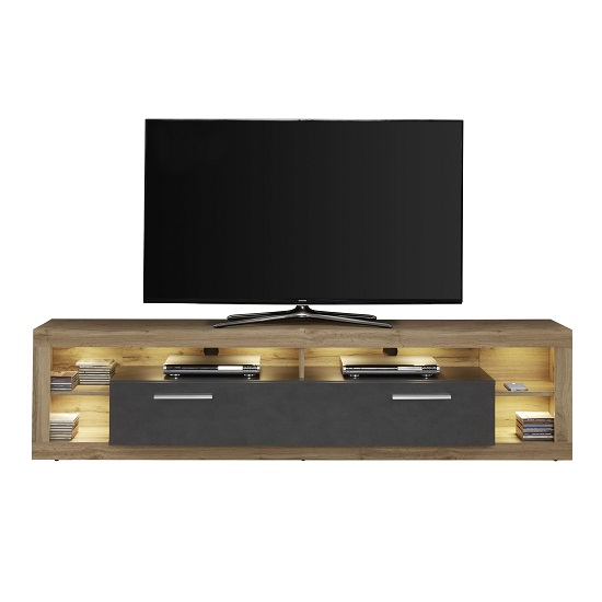 Monza Lowboard TV Stand In Wotan Oak And Matera With LED_2