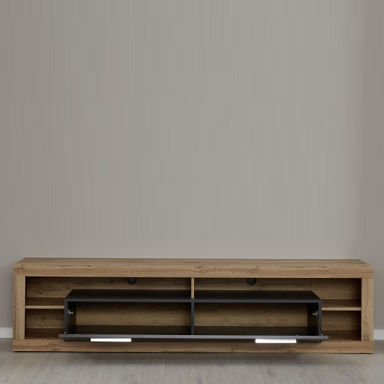 Monza Lowboard TV Stand In Wotan Oak And Matera With LED_3