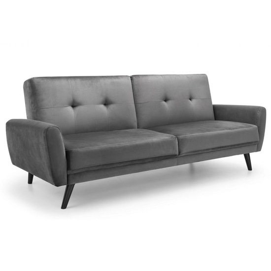 Macia Velvet Upholstered Sofabed In Grey With Black Legs_3