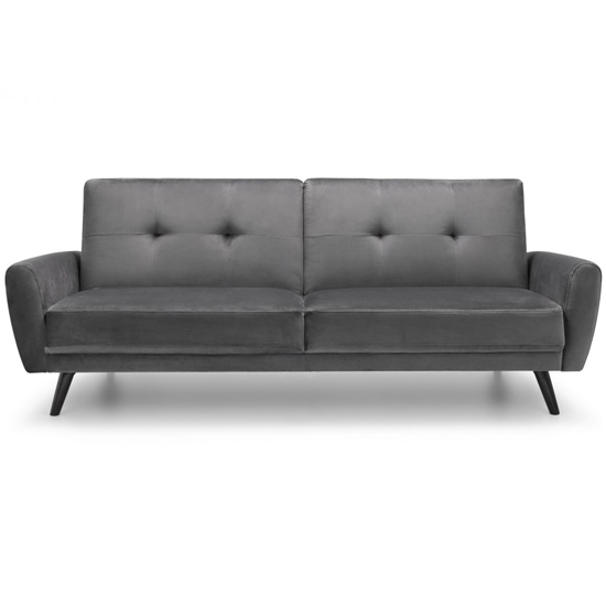 Macia Velvet Upholstered Sofabed In Grey With Black Legs_4