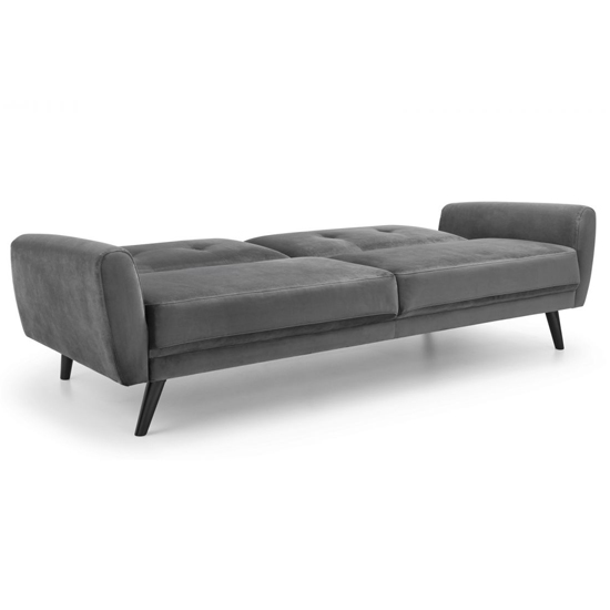 Macia Velvet Upholstered Sofabed In Grey With Black Legs_5