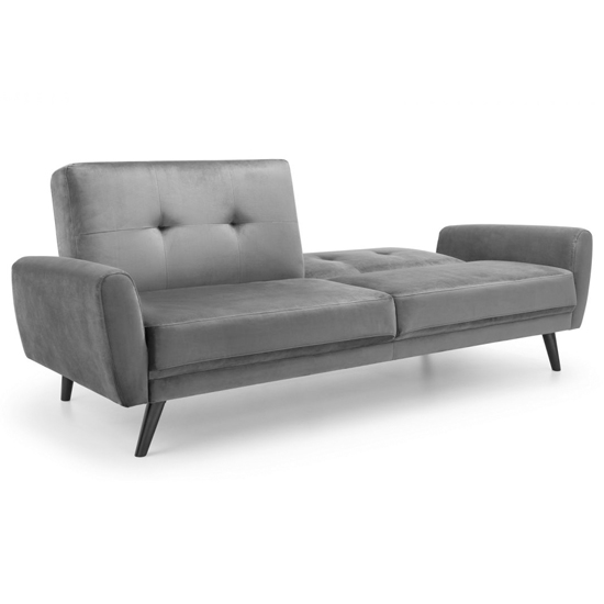 Macia Velvet Upholstered Sofabed In Grey With Black Legs_6