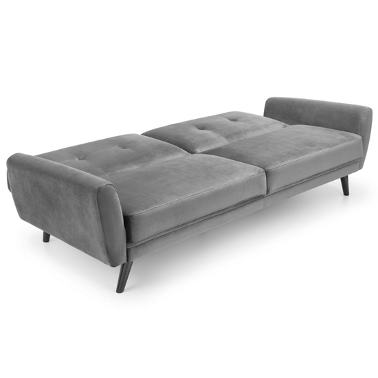 Macia Velvet Upholstered Sofabed In Grey With Black Legs_7