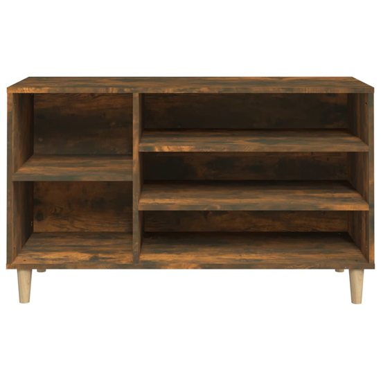 Monza Wooden Hallway Shoe Storage Rack In Smoked Oak