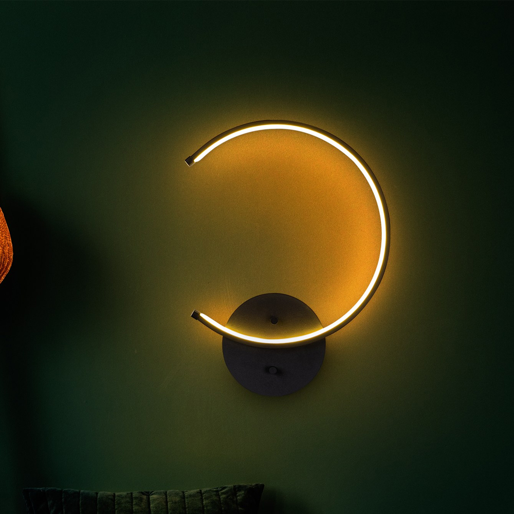Moon Metal Wall Light in Black