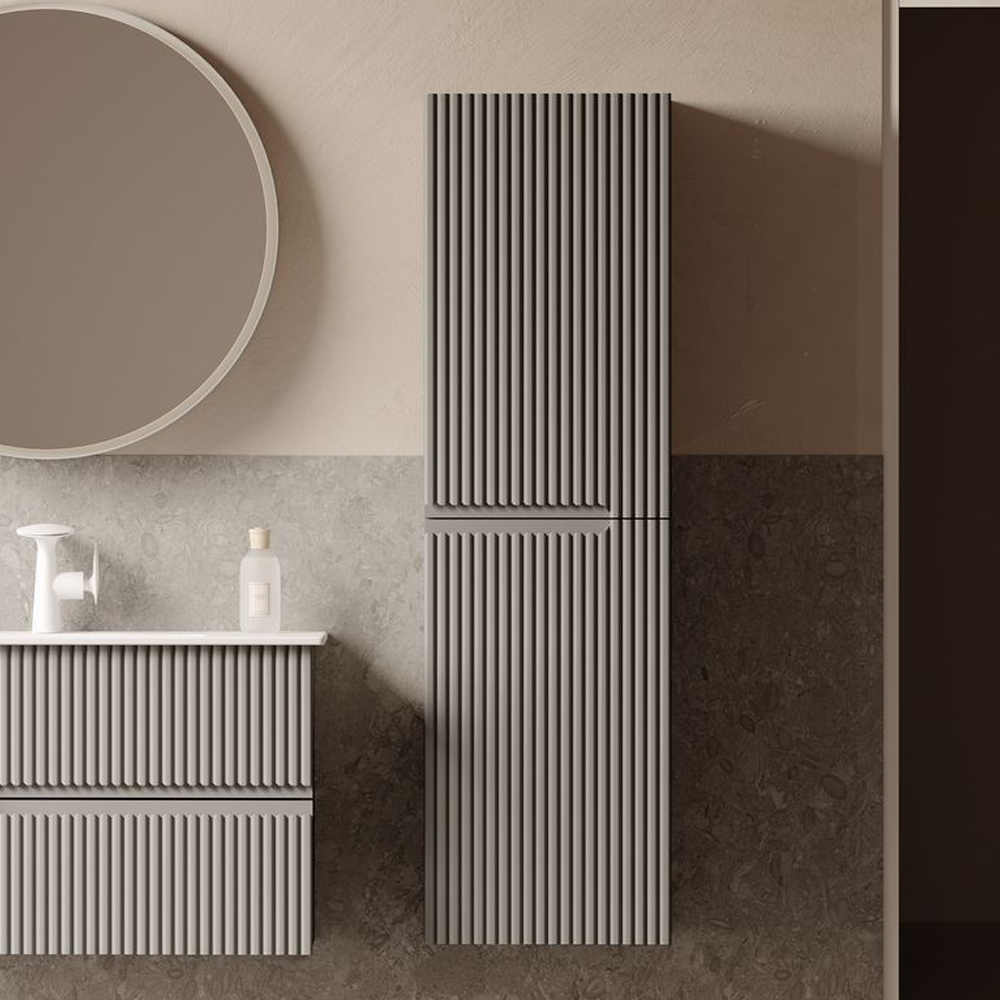 Moonlight Tall Wooden Wall Mounted Bathroom Storage Cabinet in Matte Mink