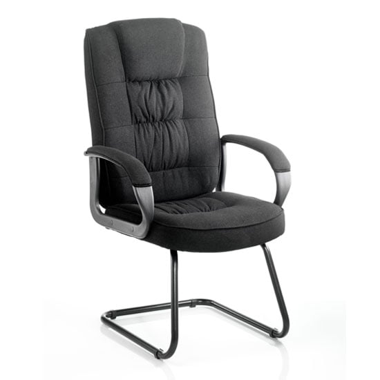 Photo of Moore fabric cantilever visitor chair in black with arms