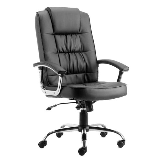 View Moore leather deluxe executive office chair in black with arms