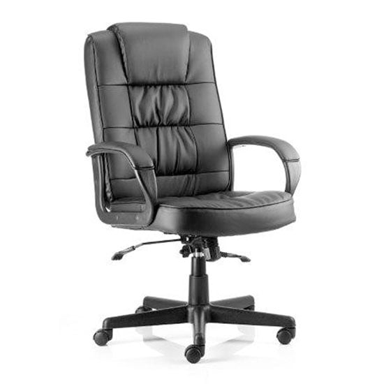 Product photograph of Moore Leather Executive Office Chair In Black With Arms from Furniture in Fashion