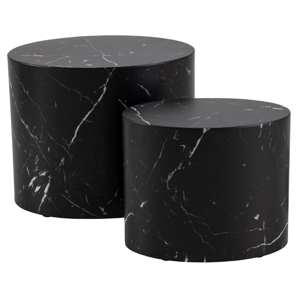 Moosic Marble Effect Nesting Coffee Tables - Black