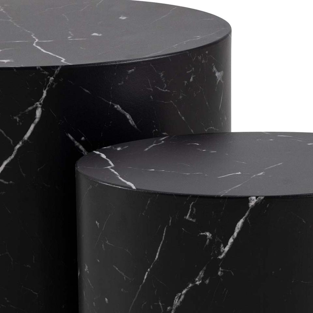Moosic Marble Effect Nesting Coffee Tables - Black