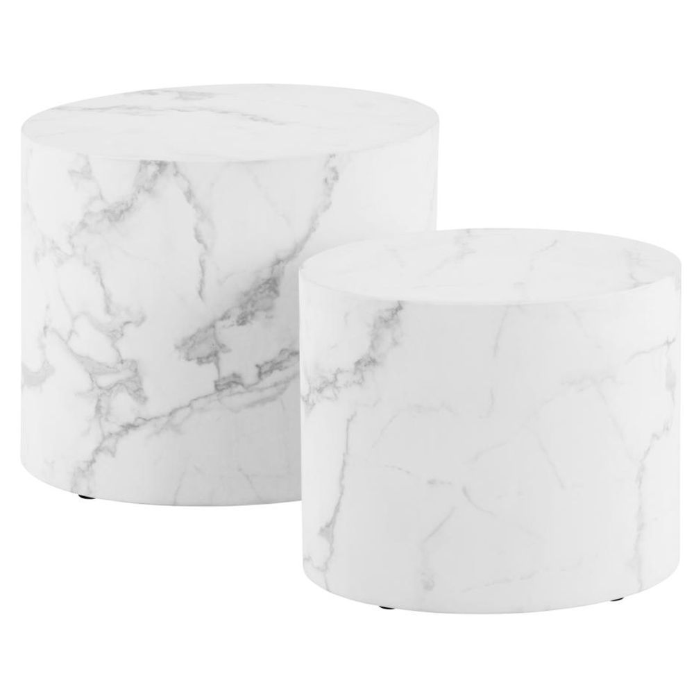 Moosic Marble Effect Nesting Coffee Tables - White